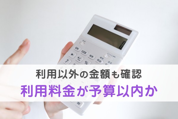 利用以外の金額も確認。利用料金が予算以内か